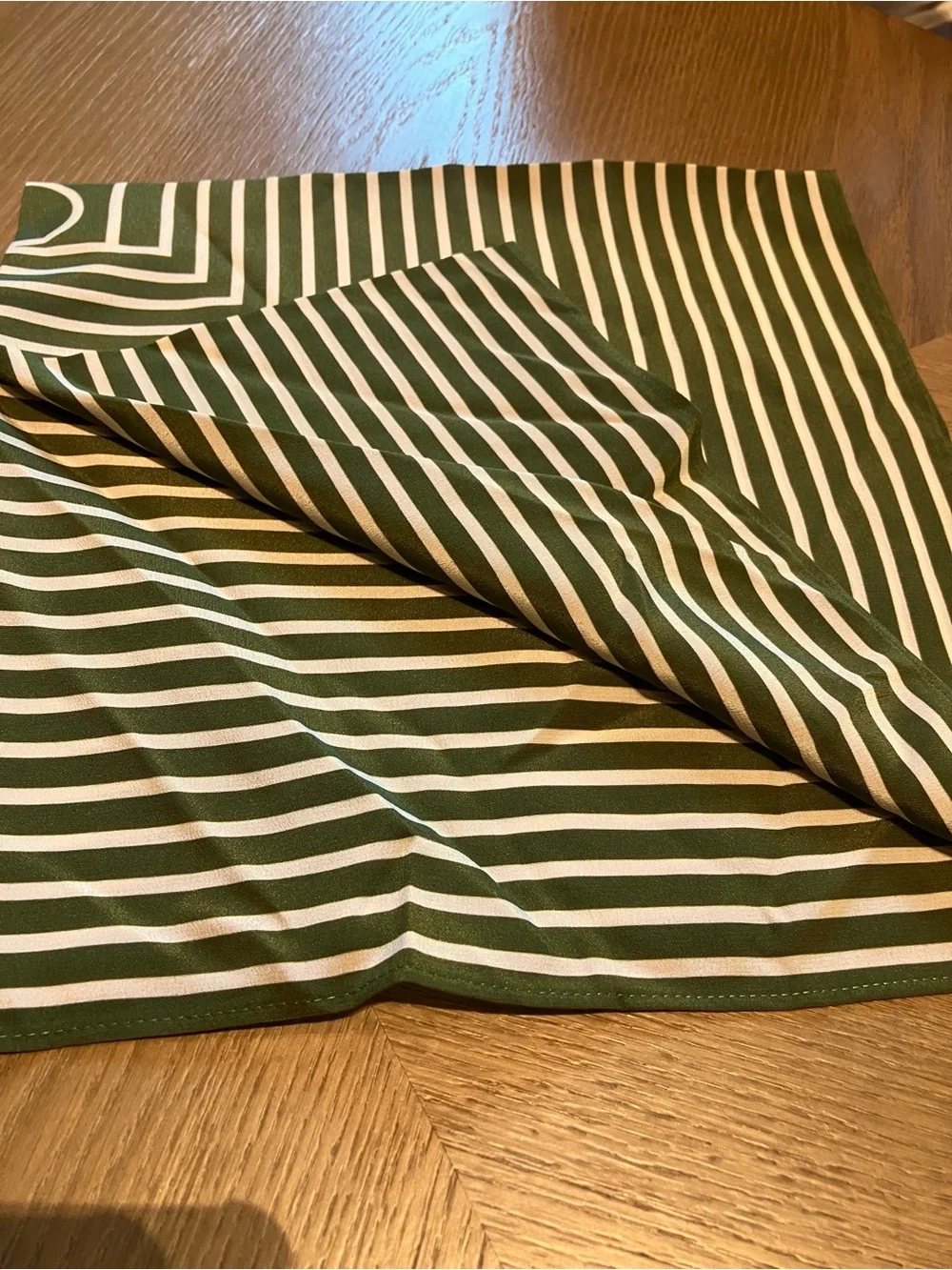 TOTEME Green & Cream Striped Square Scarf 22.4” x 22.4”